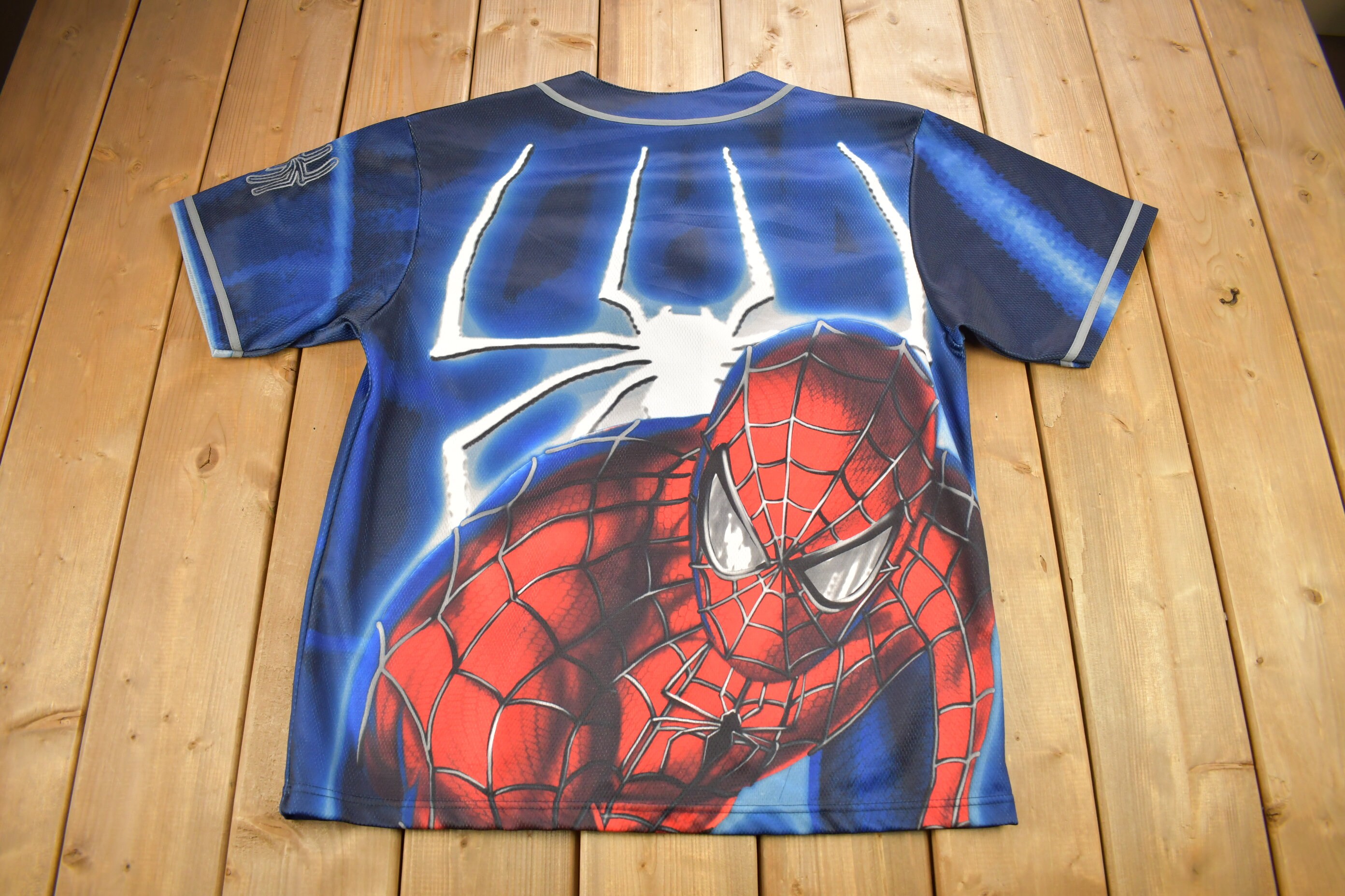 Vintage 2002 Spiderman All Over Print Button up T-shirt