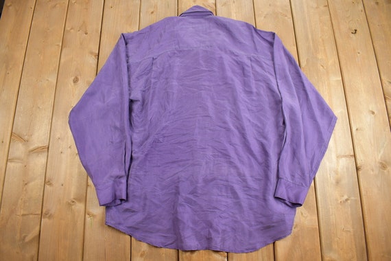 Vintage 1990s Purple Blank Button Up Shirt / 100%… - image 2