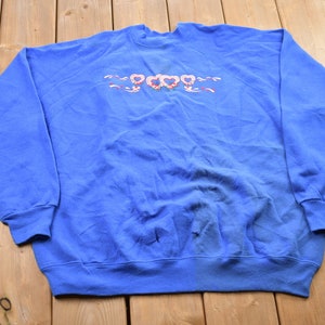 Vintage 1990s Heart Theme Crewneck Sweater / 90s Crewneck / Grandma Sweater / Streetwear / Made In USA / Love Theme / Valentines Day Theme