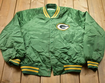 Vintage 1990s Green Bay Packers Satin Bomber Jacket / Athleisure