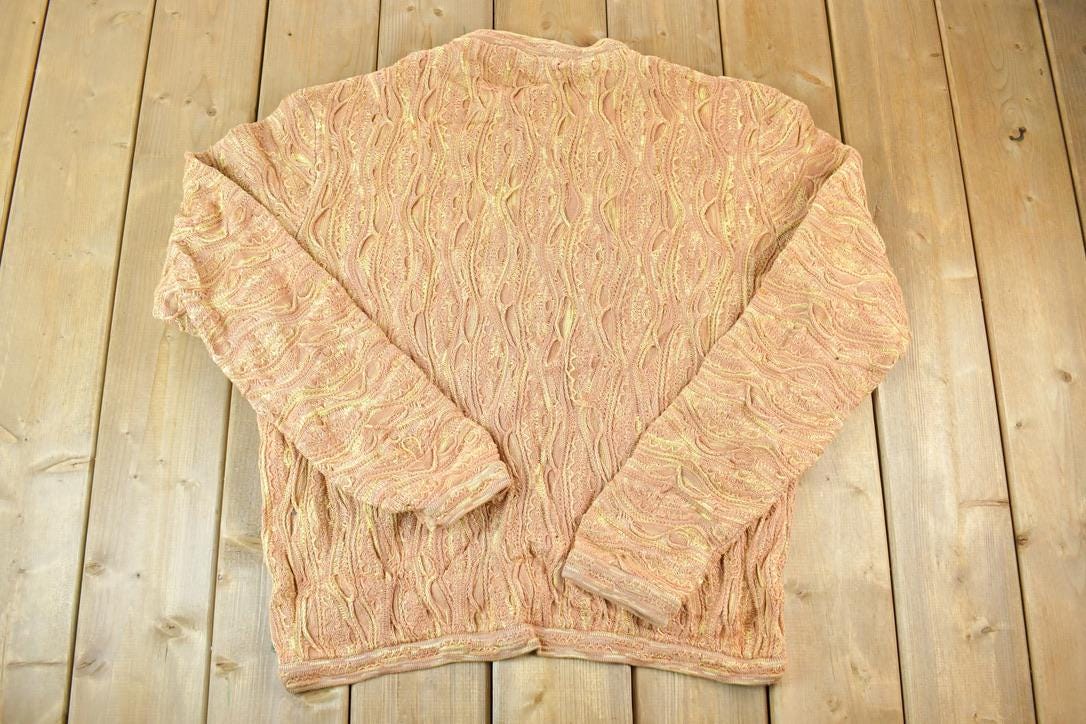 オーストラリア製 coogi 3D crew neck knit 80s 90s Vintage 1990s Coogi Made in Australia 3D Knit 100% Cotton Abstract