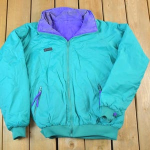 Vintage 1990s Columbia Reversible Full Zip Light Ski Puffer Jacket