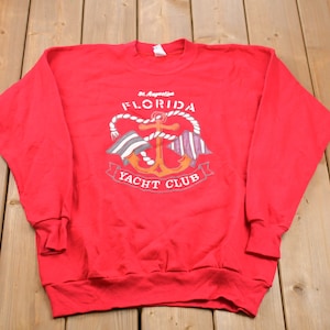 Vintage 1990s Florida Yacht Club Crewneck Sweatshirt / made in USA / 90s Crewneck / Souvenir / Athleisure / Streetwear / Travel And Tourism