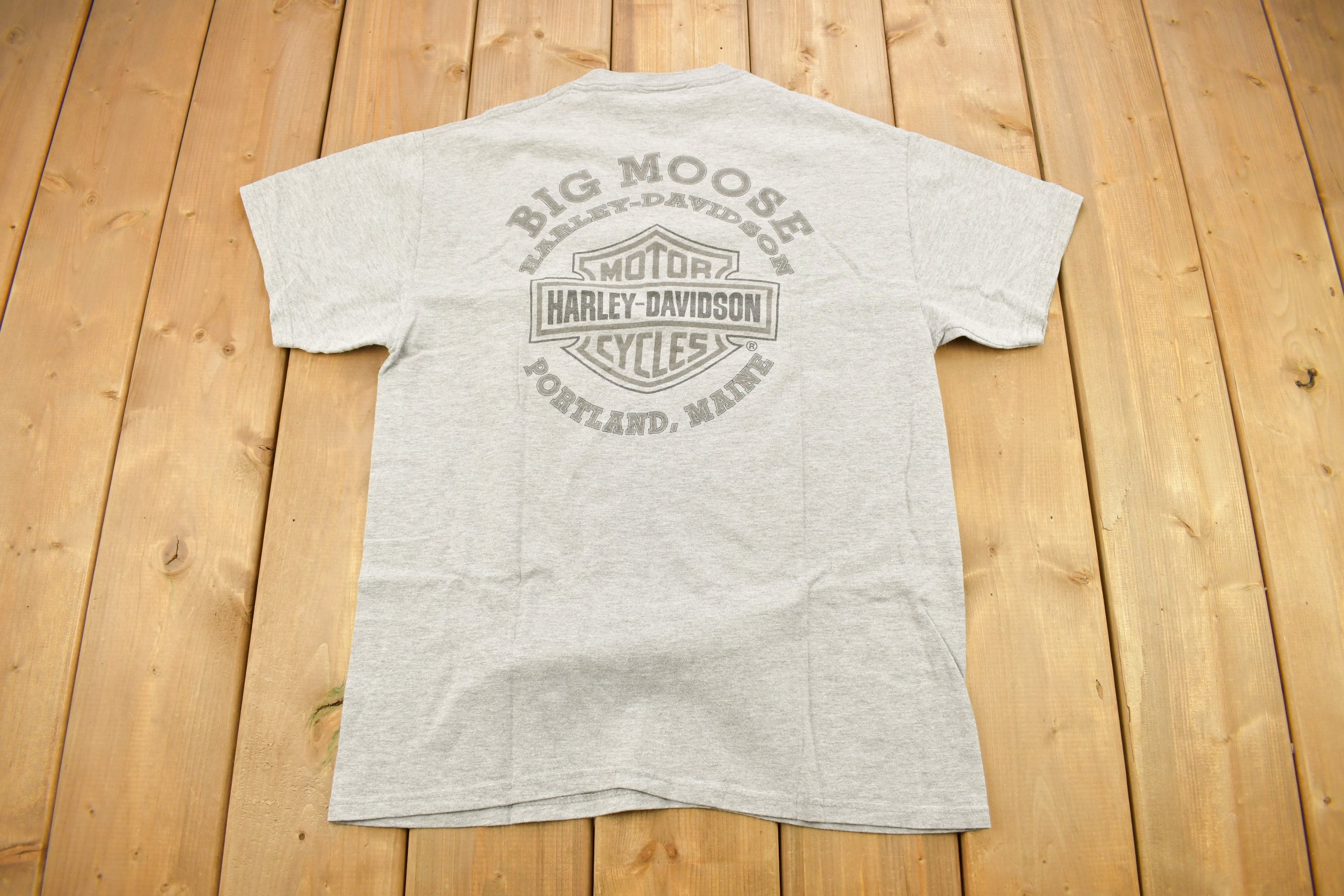 90s Harley-Davidson Big Moose Tシャツ USA製 Vintage 1990s Big Moose Harley Davidson Portland Maine T-shirt