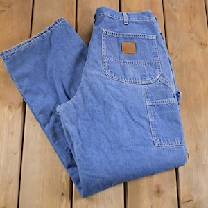 Vintage 1990s Carhartt Lined Carpenter Work Pants Size 31 x 31 / 90s Carpenter Pants / Hype Vintage / Distressed Carhartt / Vintage Workwear