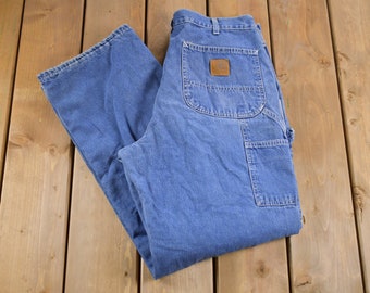 Vintage 1990s Carhartt Lined Carpenter Work Pants Size 31 x 31 / 90s Carpenter Pants / Hype Vintage / Distressed Carhartt / Vintage Workwear