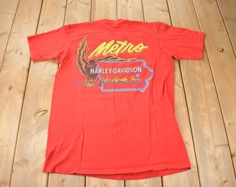 Vintage 1997 Metro Harley Davidson Cedar Rapids Iowa Single Stitch Graphic T-Shirt Made In USA