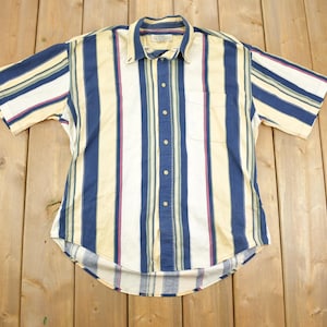 Vintage 1990s Natural Issue Thick Striped Long Sleeve Button Up Shirt