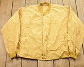 Vintage 1960s Rain Drizzle Bomber Jacket 60s Bomber Athletic Spring Summer Sportswear Streetwear Athleisure Yellow Bomber