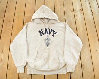 Vintage 1990s Navy Military Pro Weave Hoodie Sweatshirt Mens XL / MV Sport / Militaria / 90s Naval Army / Made in USA