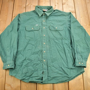 Vintage 1990s Carhartt Rugged Outdoor Wear Button Up Shirt / 1990s Button Up / Vintage Workwear / Sun Faded / Made In USA