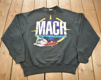 Vintage 1990s Ski Doo Mach Performance Mock Neck Crewneck / Heavy Weight / Streetwear / Made In Canada