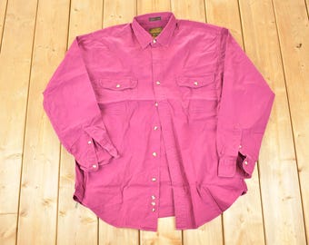 Vintage 1990s Eddie Bauer Rufton Hill Button Up Shirt Mens XL / Preppy Button Up / Dress Shirt