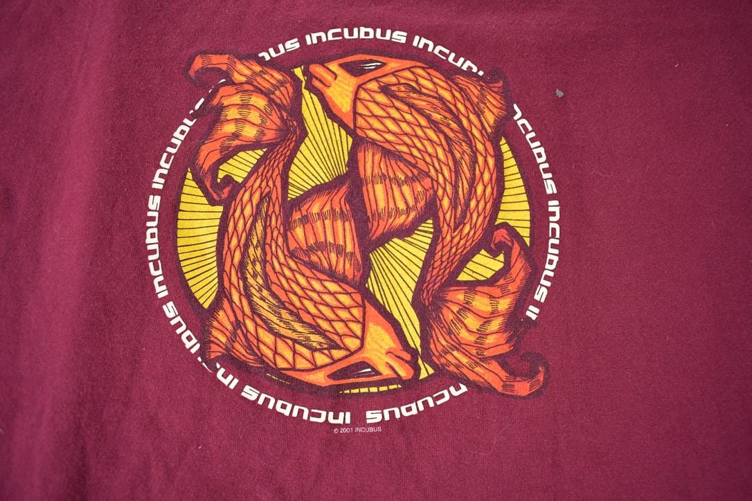 Incubus グラフィック Tシャツ 2001年 Vintage 2001 Incubus Rock Band Koi Fish Graphic T-Shirt
