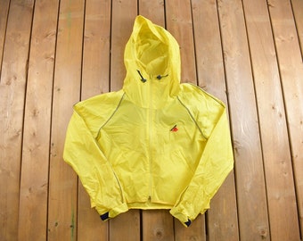 Vintage 1990s Cannondale Yellow Windbreaker Jacket Size Medium / Streetwear / Light Jacket / Full Zip Windbreaker / Yellow jacket