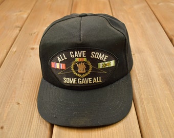 Vintage 1990s All Gave Some Some Gave All Military Hat / OSFA / 90s Hat / Vintage Snap Back / Souvenir Cap / Embroidered