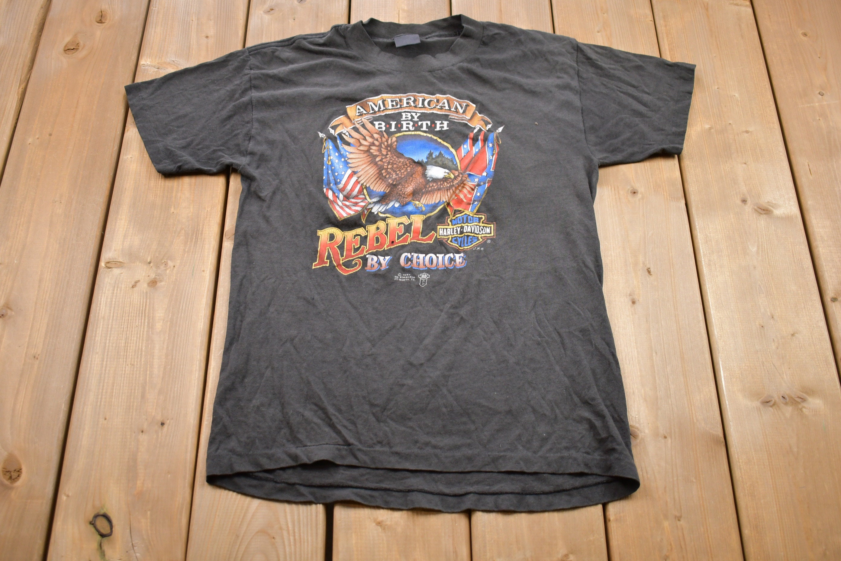 Vintage 1987 Rebel by Choice Harley Davidson Motorcycles Graphic T