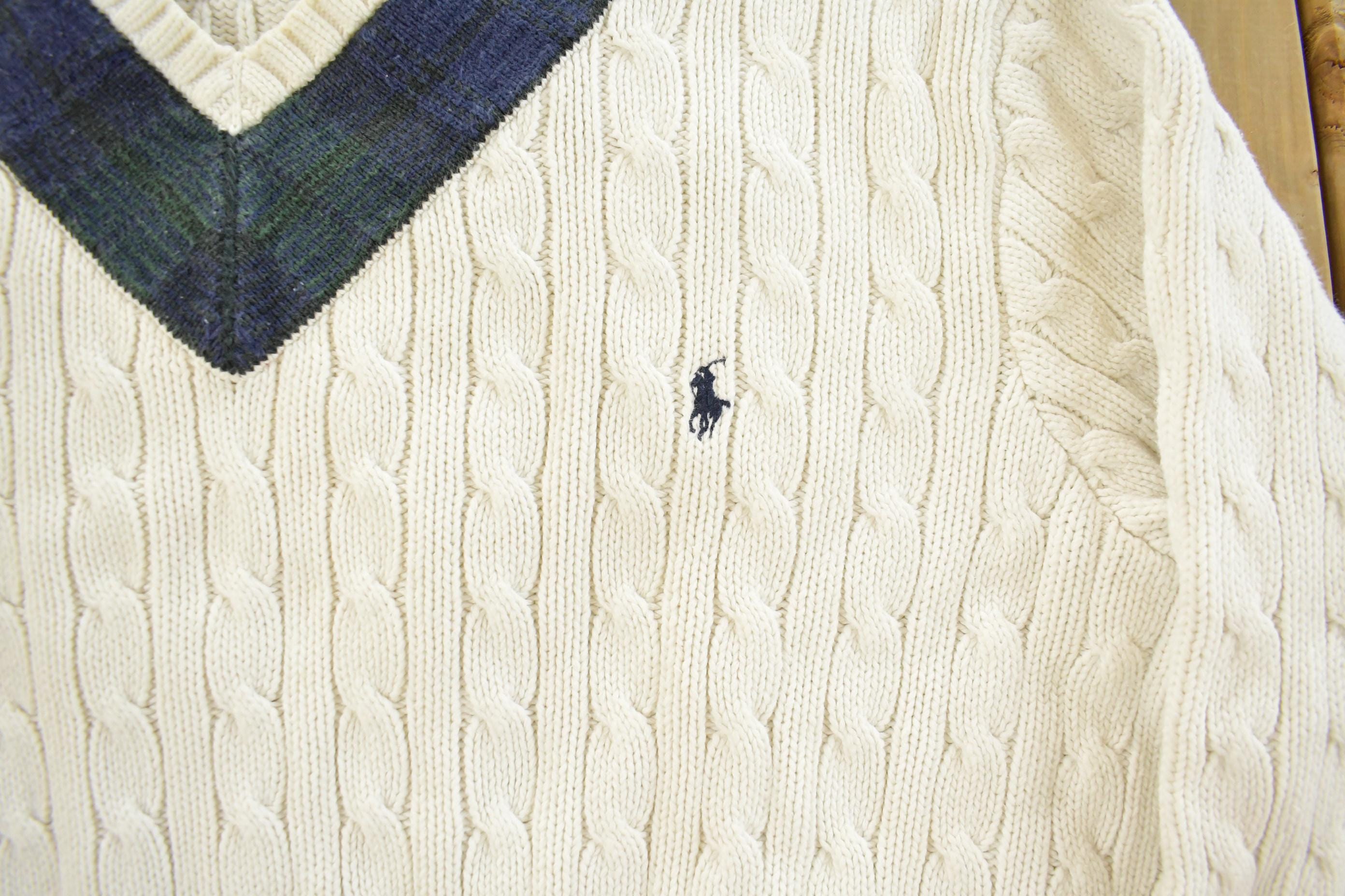 Vintage 1990s Polo Ralph Lauren Cricket Knit V-neck Sweater Men's