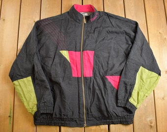 Vintage 1990s Puma Full Zip Color Block Windbreaker Jacket / 90s Puma / Athletic Spring Summer Sportswear / Streetwear / Athleisure