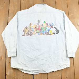 Vintage 1993 Looney Tunes Button Up Shirt / 90s Cartoon Character / Acme Clothing / Streetwear / Warner Bros / Bugs / Tweety / Sylvester