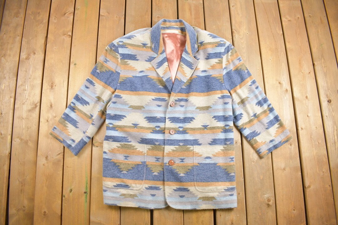 Vintage 1980s Aztec Pattern Blazer / 90s Jacket / Southwest Aztec ...