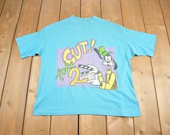 Vintage 1990s Disney Goofy Graphic T Shirt / Disney Wear / Streetwear / Take 2, Cut! / Goofy / Made In USA / Single Stitch