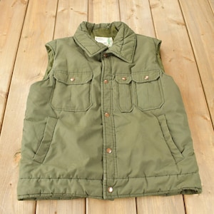 Vintage 1980s Sears Field-Masters Green Puffer Vest / Vintage Bubble Vest / Hunting Vest / Sears