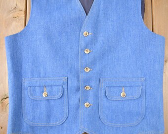 Vintage 1970s Levi's Panatela Denim Button up Vest Made in