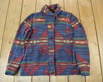 Vintage 1990s Lauren Ralph Lauren Aztec Pattern Sweater / Vintage Ralph Lauren / Button Up / Southwestern Navajo Pattern