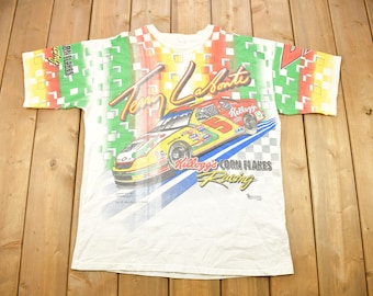 Vintage 1996 Terry Labonte Heltryck Kellogg's NASCAR Racing T-shirt / Enkelsöm / Racing T-shirt / Tillverkad i USA / 90-talets streetwear /