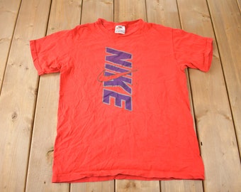 Vintage 1990s Nike Big Logo Graphic T Shirt Made In USA