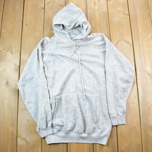 Vintage 1990s Grey Blank Hoodie / 90s Hoodie / Vintage Sweater / Color Block /