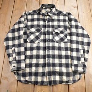 Vintage 1950s LL Bean Buffalo Plaid Wool Button Up Shirt / True Vintage / Made In USA / Outdoorsman / 50s LL Bean / Hunting Shirt
