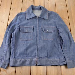 Vintage 1960s Light Weight Denim Work Jacket Made In USA Size M