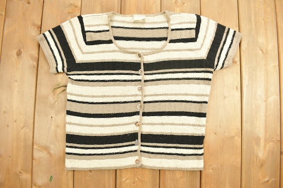 Vintage 1990s Classic Elements Striped Knitted Bu… - image 1