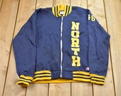 Vintage 1990s Champion North Bomber Jacket Team Logo Athletic Spring Summer Sportswear Made In USA Athleisure 90s Champion