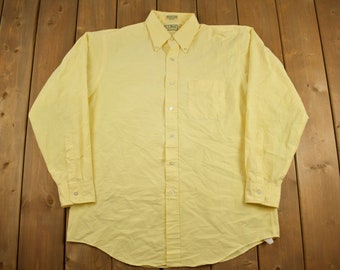L.L. Bean vintage Chemise homme XXL en chamois jaune boutonné à manches