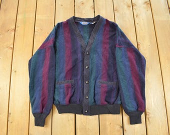 Vintage 1980s Pendleton Wool Knit Cardigan Sweater Men's Medium / Vintage 80s Cardigan / Pattern Sweater / Outdoors / 90s Wool Pendleton