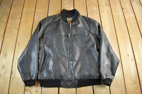 Vintage 1990s Pittsburgh Steelers Leather Varsity NFL Football Jacket Men's Large / Letterman Jacket / 90s Football / Zip Up / Sportswear