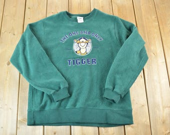 Vintage 1990s Tigger The One And Only Disney Fleece Crewneck / Vintage Sweatshirt / Vintage Disney / Mickey / Embroidered / Made In USA