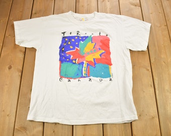 Vintage 1990s Toronto Canada Graphic Souvenir T Shirt / Streetwear / Vacation Tee / Travel T Shirt / Oh Yes Toronto