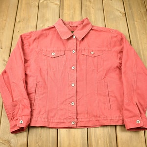 Vintage 1990s Eddie Bauer Red Denim Jean Jacket / Vintage Denim / Streetwear / Vintage Fall Outerwear / Women's Jacket / Outdoor Outfitter