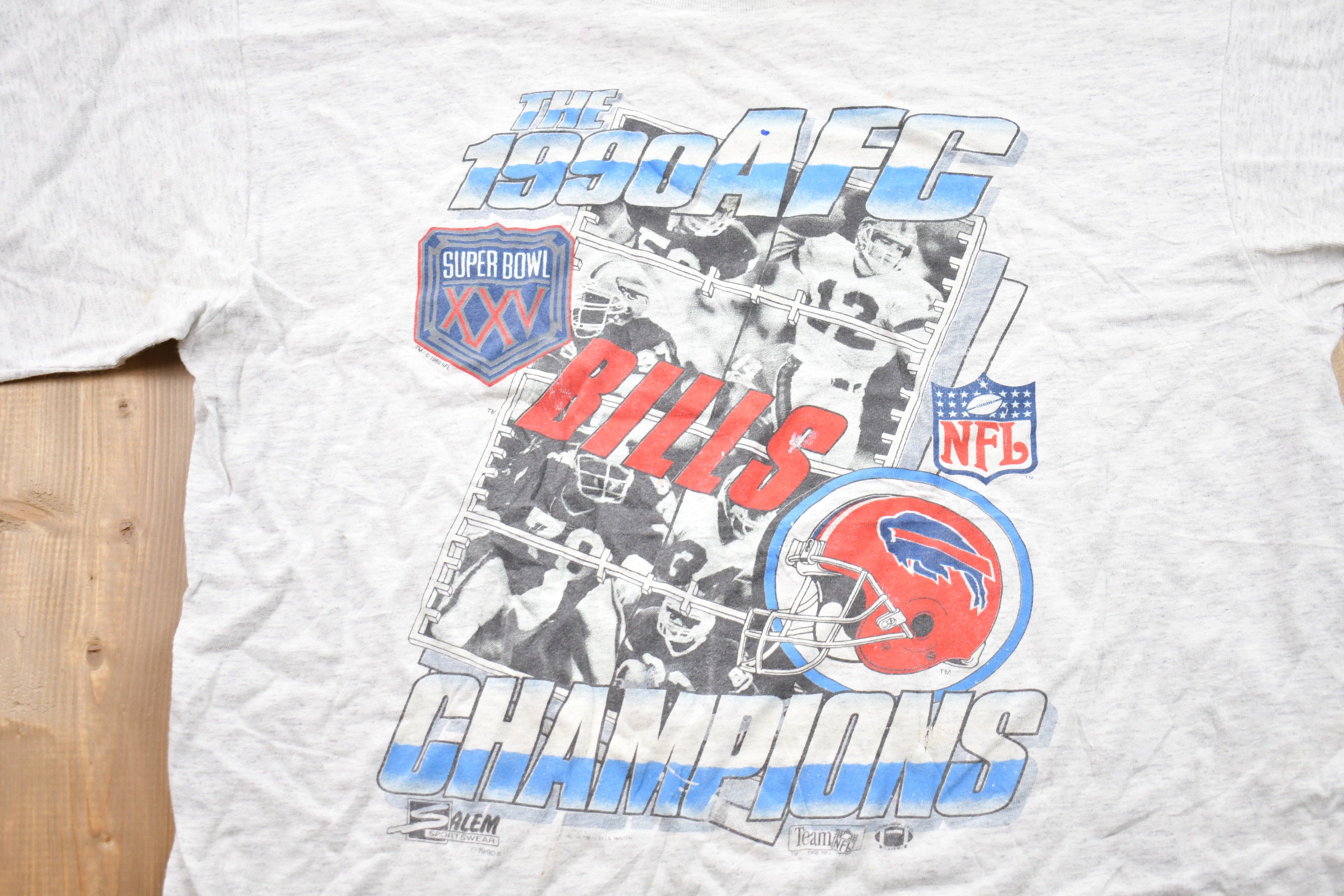 Vintage 1990 Buffalo Bills AFC Champions Graphic T-Shirt Salem