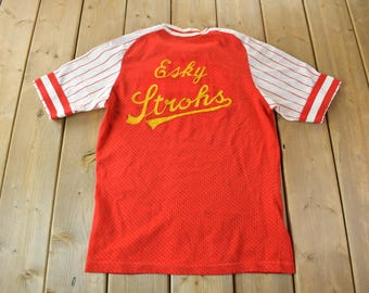 Vintage 1960s Esky Strohs Baseball Jersey / True Vintage / Chain Stitching / American Baseball / Embroidered