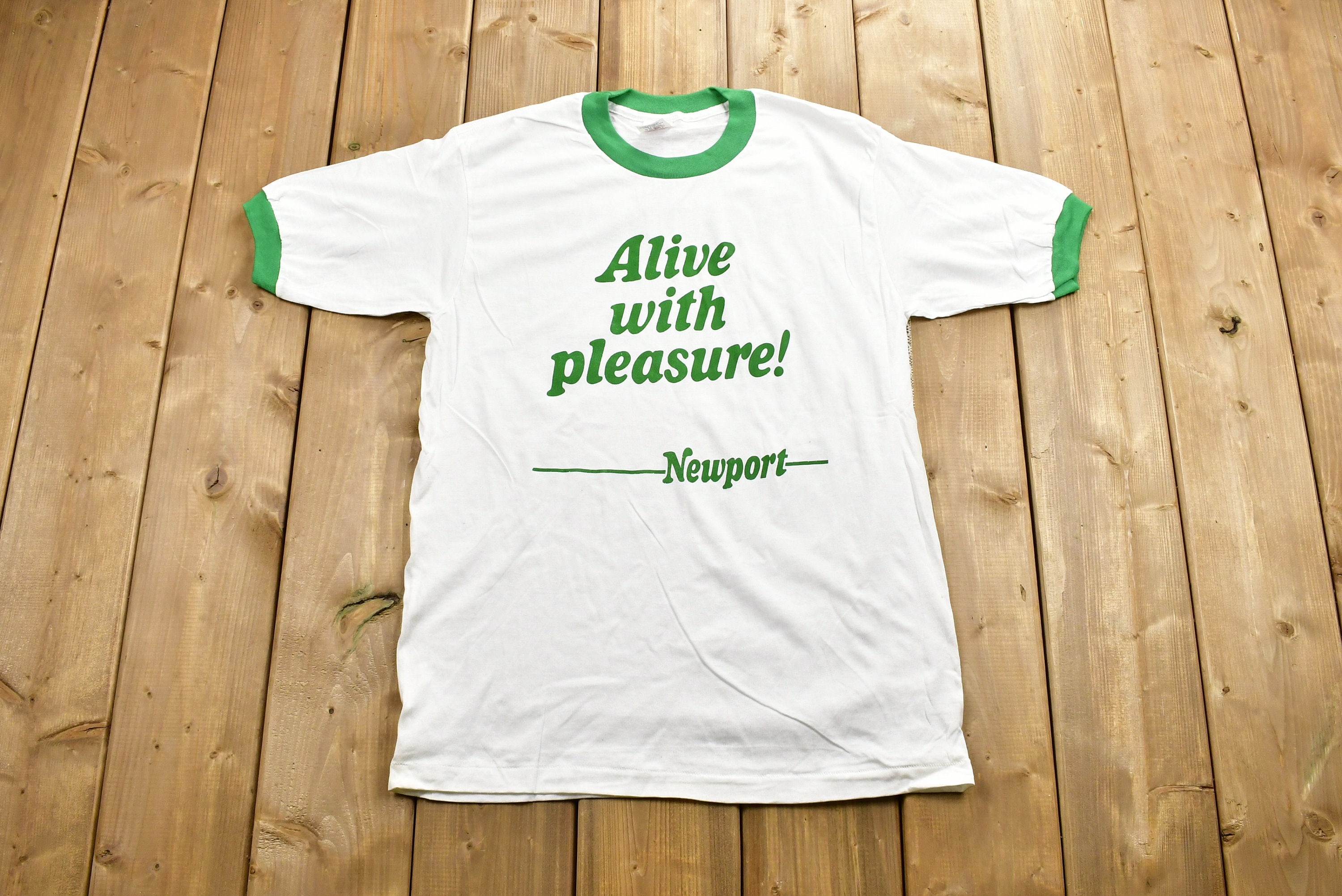 Vintage 1980s Newport Menthol Ringer T-shirt NOS Alive With 