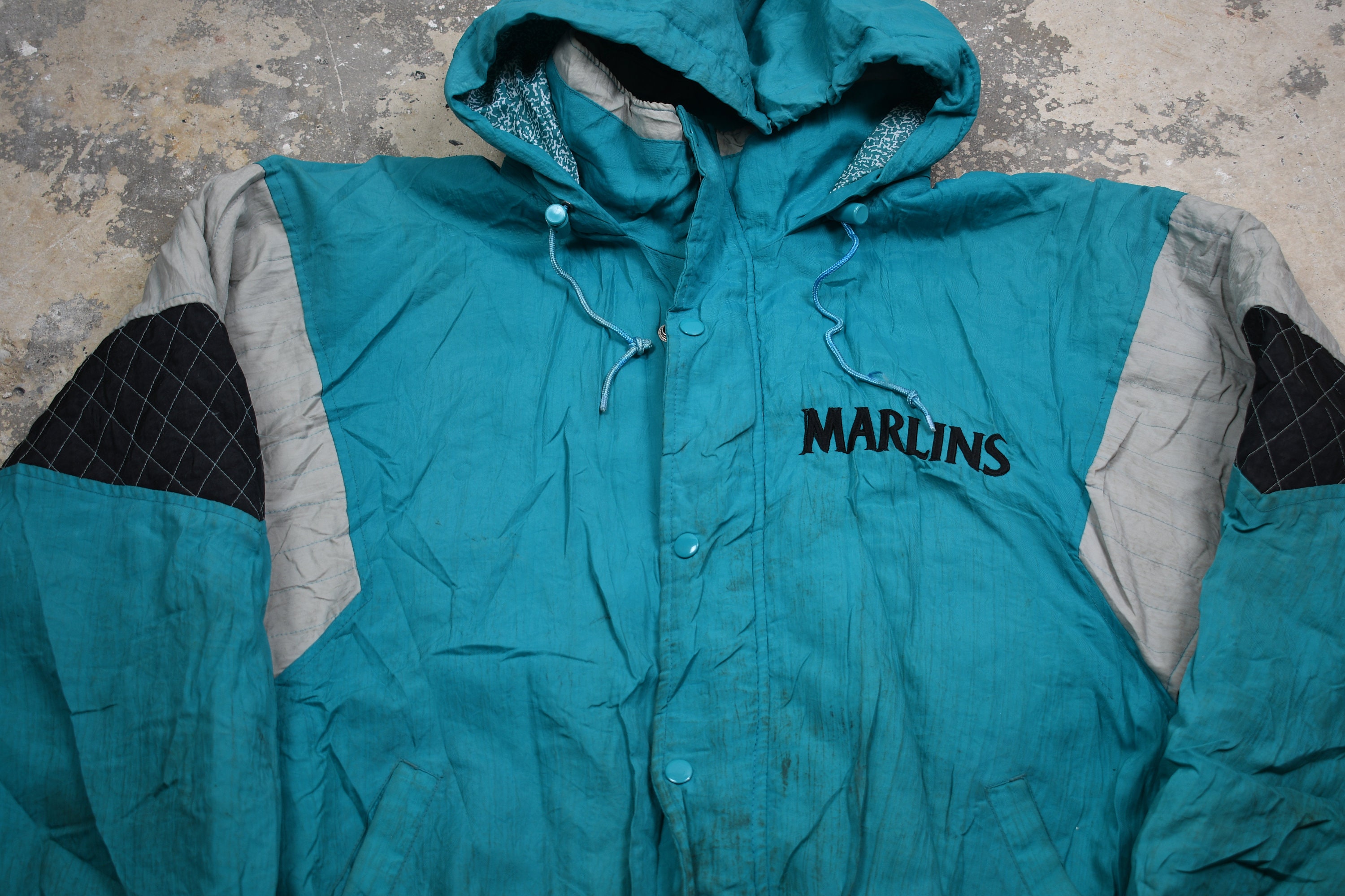 Vintage 1990s Florida Marlins MLB Full Zip Starter Puffer Jacket