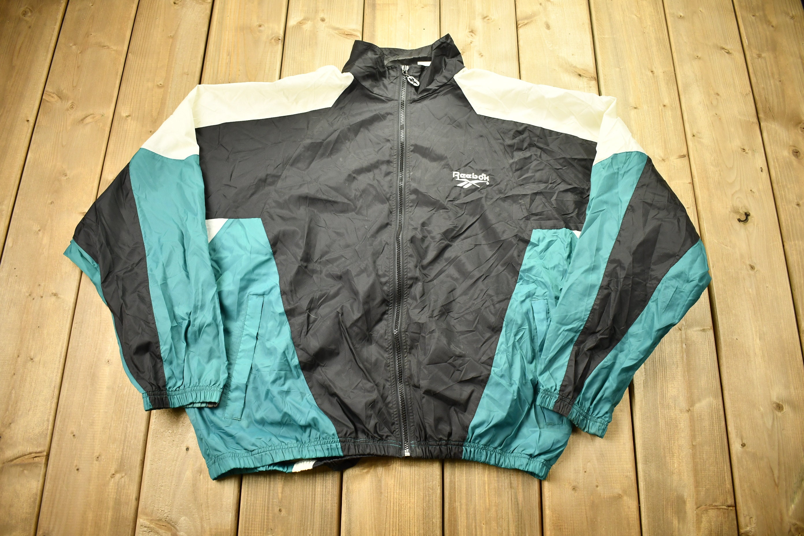 Vintage 1990s Reebok Color Windbreaker Jacket / -