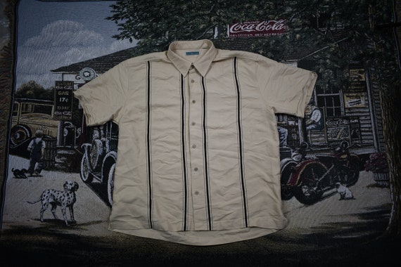 Vintage Button Up T-Shirt / Cubavera / Khaki Bowli