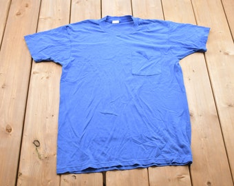 Vintage 1980s Fruit of the Loom Blank Pocket T-Shirt / Streetwear / Retro Style / Single Stitch / Made In USA / 80s Graphic Tee