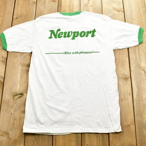 Vintage 1980s Newport Menthol Ringer T-Shirt NOS Alive With Pleasure Spell Out / 80s / 90s / Streetwear Fashion / Made In USA